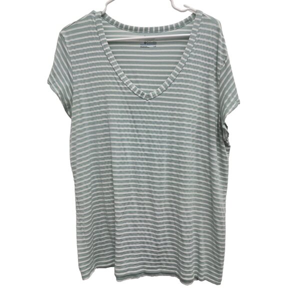 Columbia Tops - Columbia‎ Womens T-Shirt Large Green White Striped Short sleeve Activewear